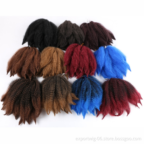 Short Marely Braids 8inch Fluffy Afro Kinky Curl Twist Crochet Braid Hair Yaki Curl Crochet Synthetic Braiding Hair